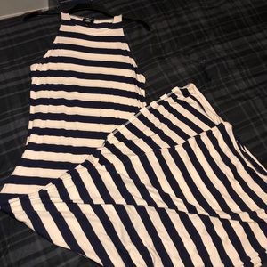 Navy and white striped maxi